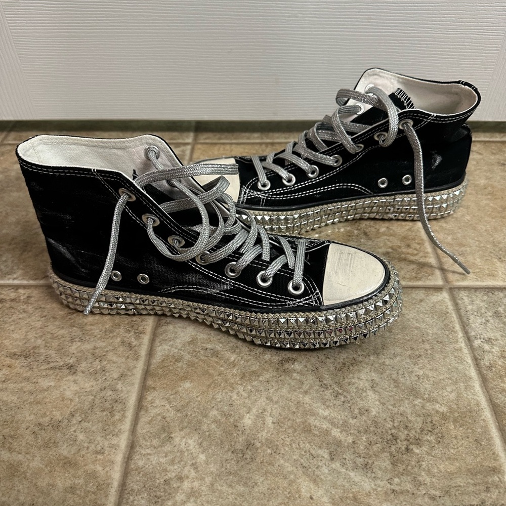 Chantel Black Studded High-Top Sneakers - Picture 3 of 9